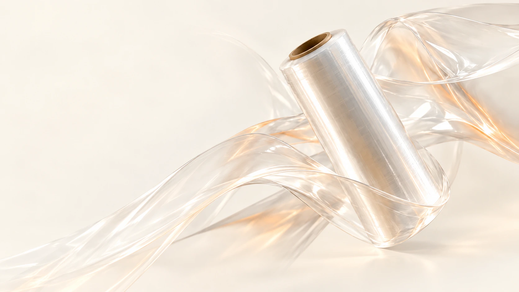 Transparent stretch-film roll and flowing film